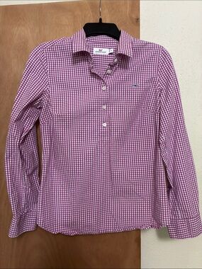 Vineyard Vines Violet/pink & White Gingham Button-Down Henley shirt